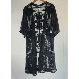 Time and Tru Top Womens XL Black Lace Cardigan Sheer Whimsigoth Witchy Goth NWT